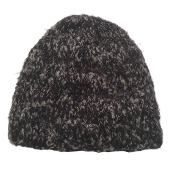Hania Winter Beanie Hat Cashmere Silk Hand Knitted in USA NYC Black Grey Fuzzy - Picture 1 of 9